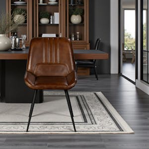 Chaise en cuir marron à rayures verticales (lot de 2) MASSA